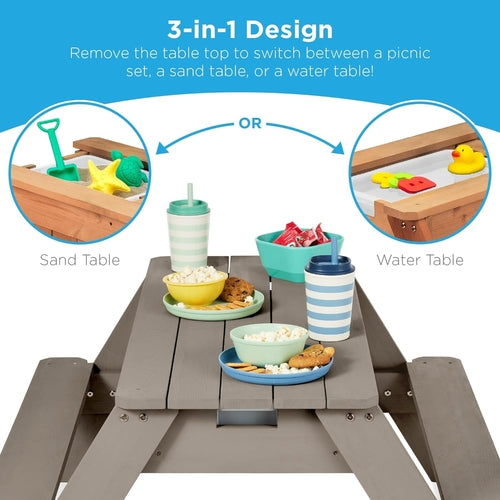 Gray Navy Kids 3-in-1 Sand Water Picnic Table