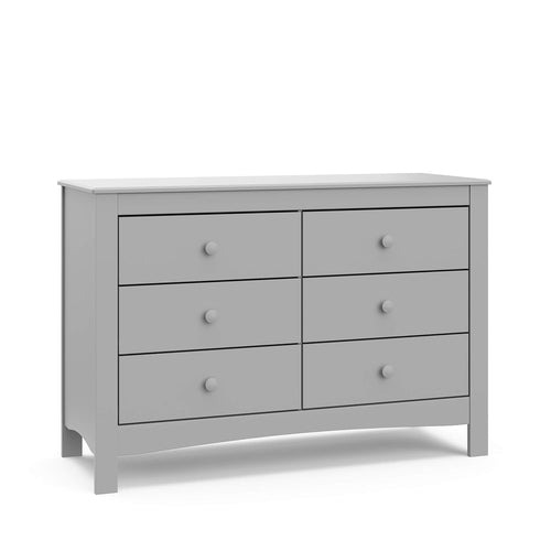 Pebble Gray 6 Drawer Double Dresser Nursery Kids